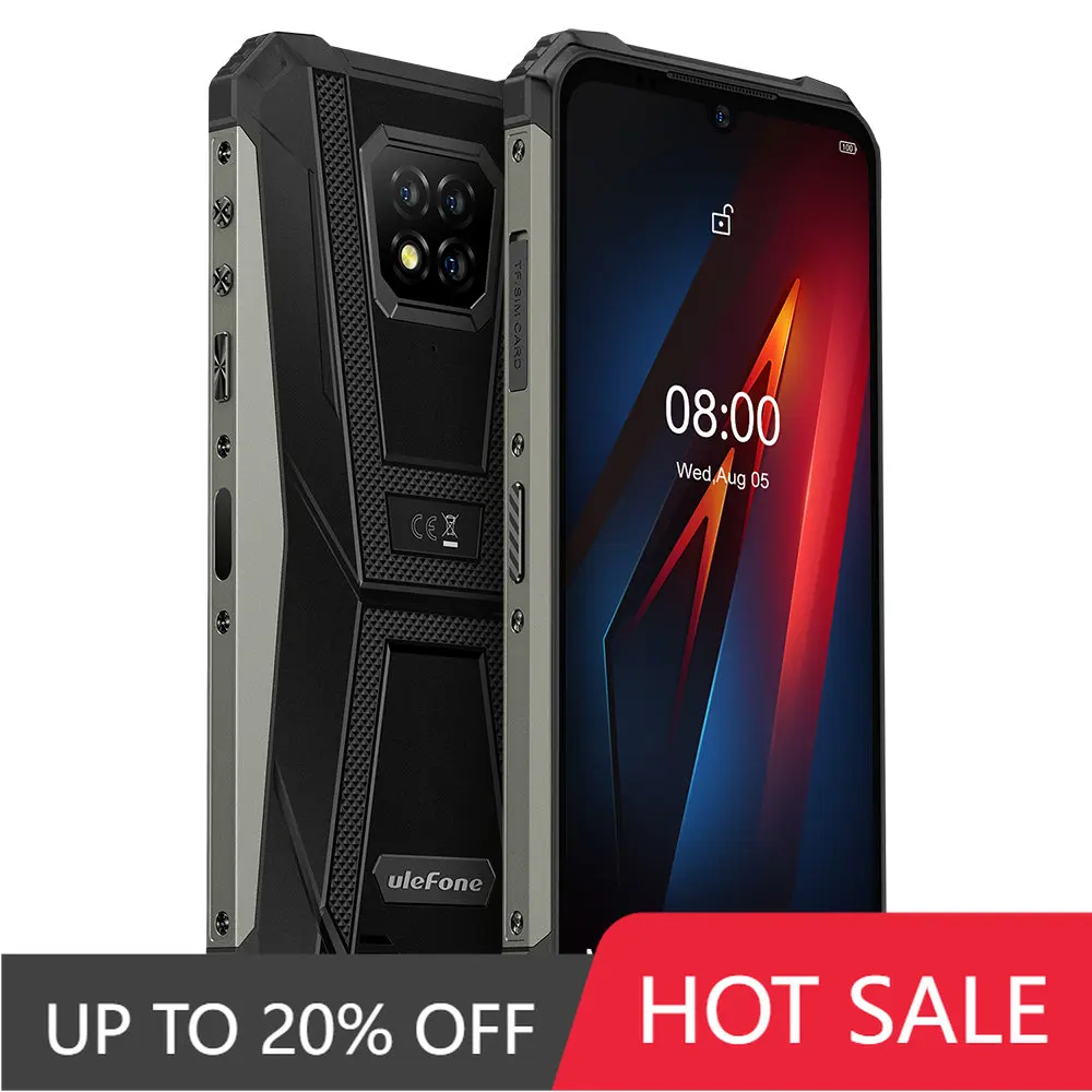 Impermeabile Ulefone Armor 8 Android 10 Rugged Mobile Phone Helio P60 4Gb + 64Gb Telefono Octa-Core 2.4G/5G Wifi 6.1 Pollici Smartphone