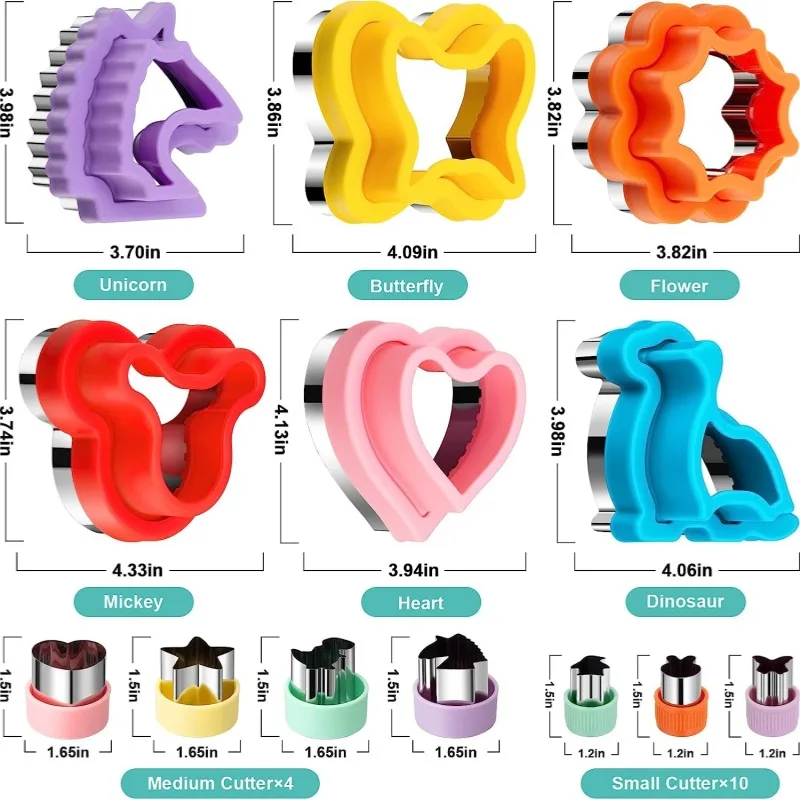 Description Picture 3 of itemSandwich Cutters Set for Kids Children Food Cookie Bread Mold Maker Fruit and Vegetable Shapes Cutting Mould Baking Tools 48 Pcs