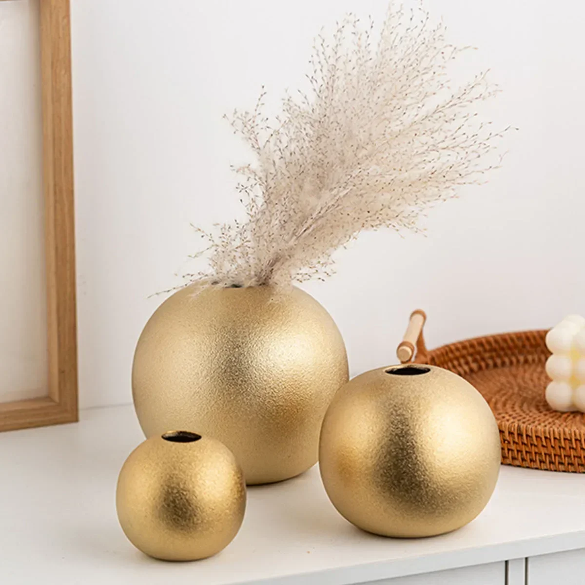 

Матовая керамическая ваза boyouGolden с шариками, роскошное украшение для гостиной, стола, дома, аксессуары в скандинавском стиле, Современная эстетика