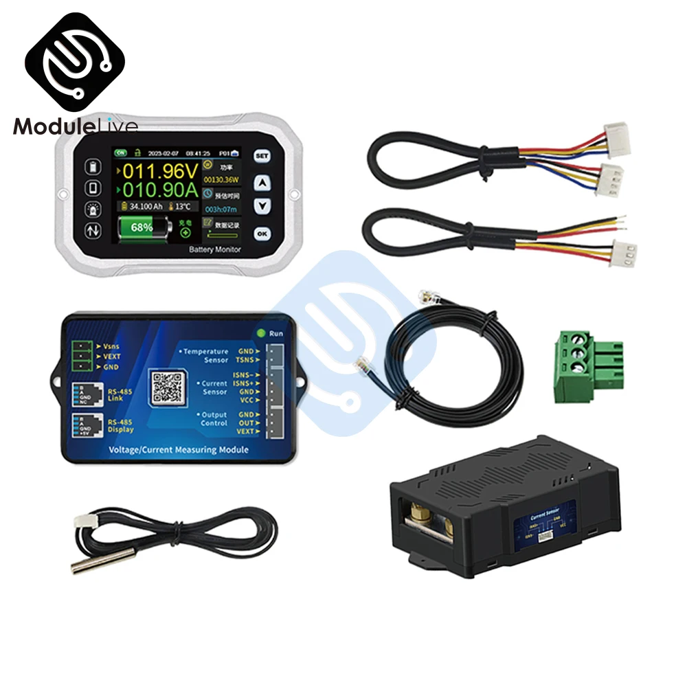 

Battery Monitor Bluetooth DC 0-120V 100A 400A 600A Battery Tester Voltage Current VA Battery Coulomb Meter Capacity Indicator