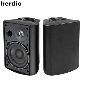 Herdio 5.25 Inch Indoor Outdoor Bluetooth Speakers Patio Waterproof Wired Wall Mount System 300 Watts Black 1
