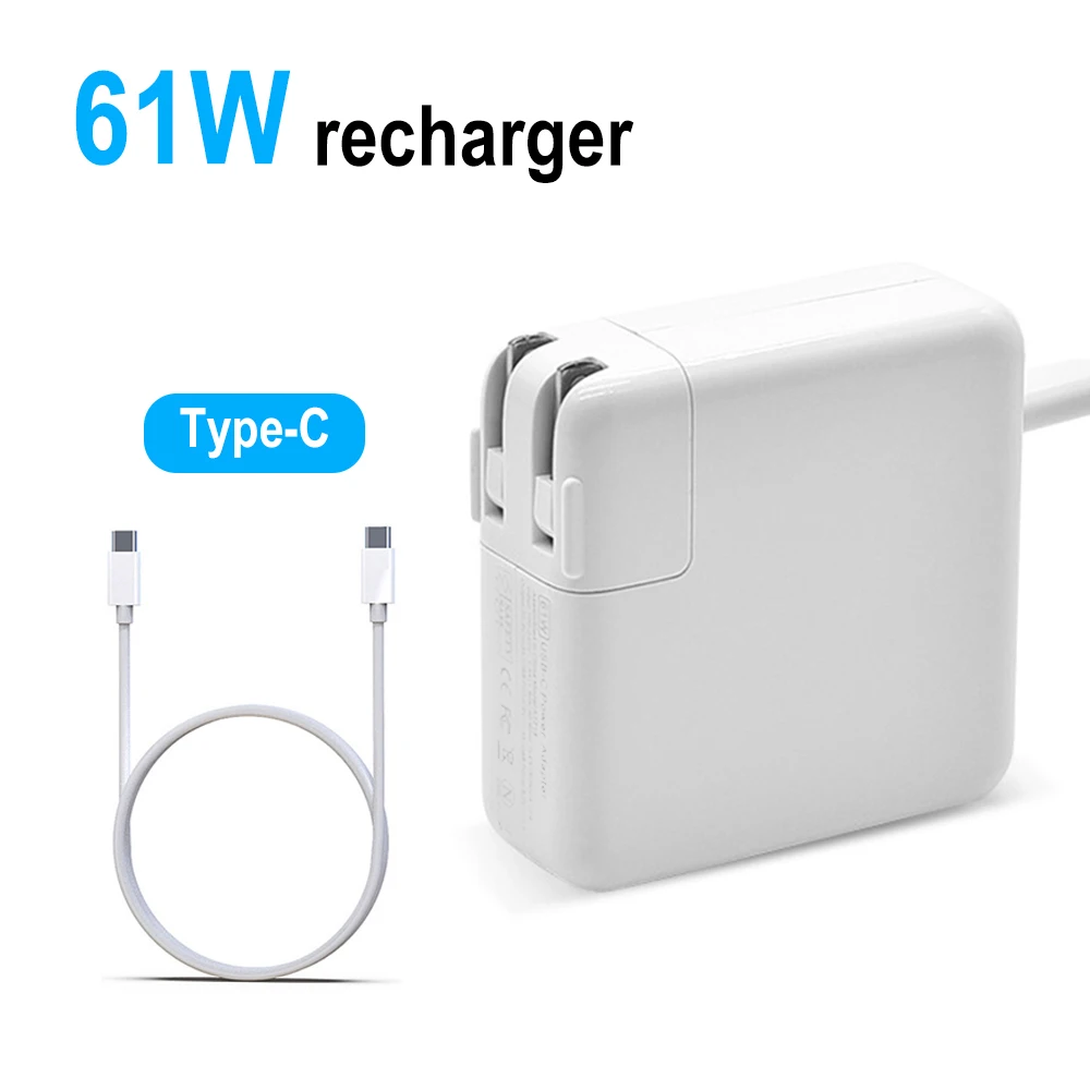Per Macbook Pro Charger Usb C 61W Per Macbook Air Compatibile Con Ipad Pro 12.9/11 Pollici Hp Lenovo, Cavo Di Ricarica Da Usb C A C Da 2M