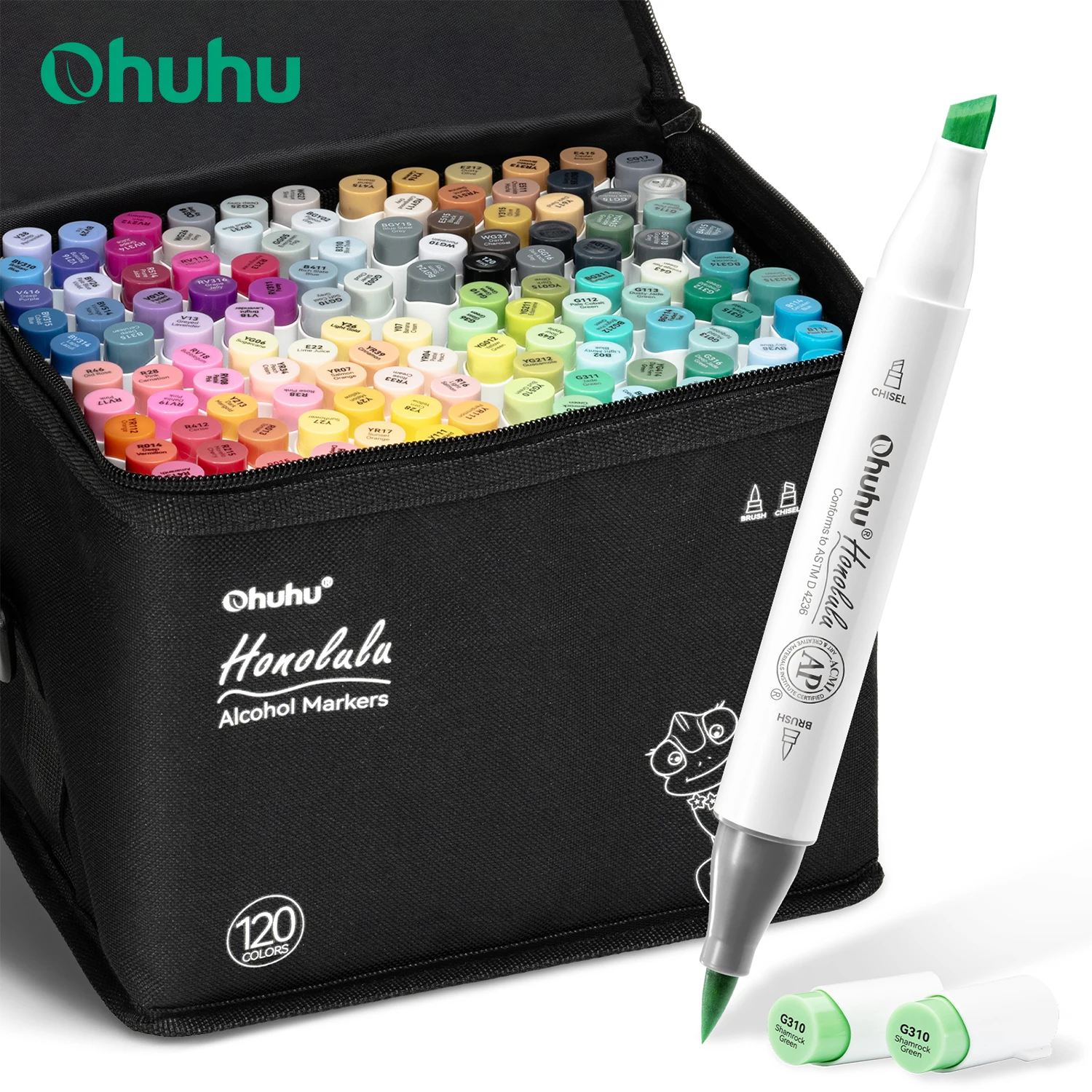 Ohuhu ホノルル 120 色マーカーペンセットアルコールアート