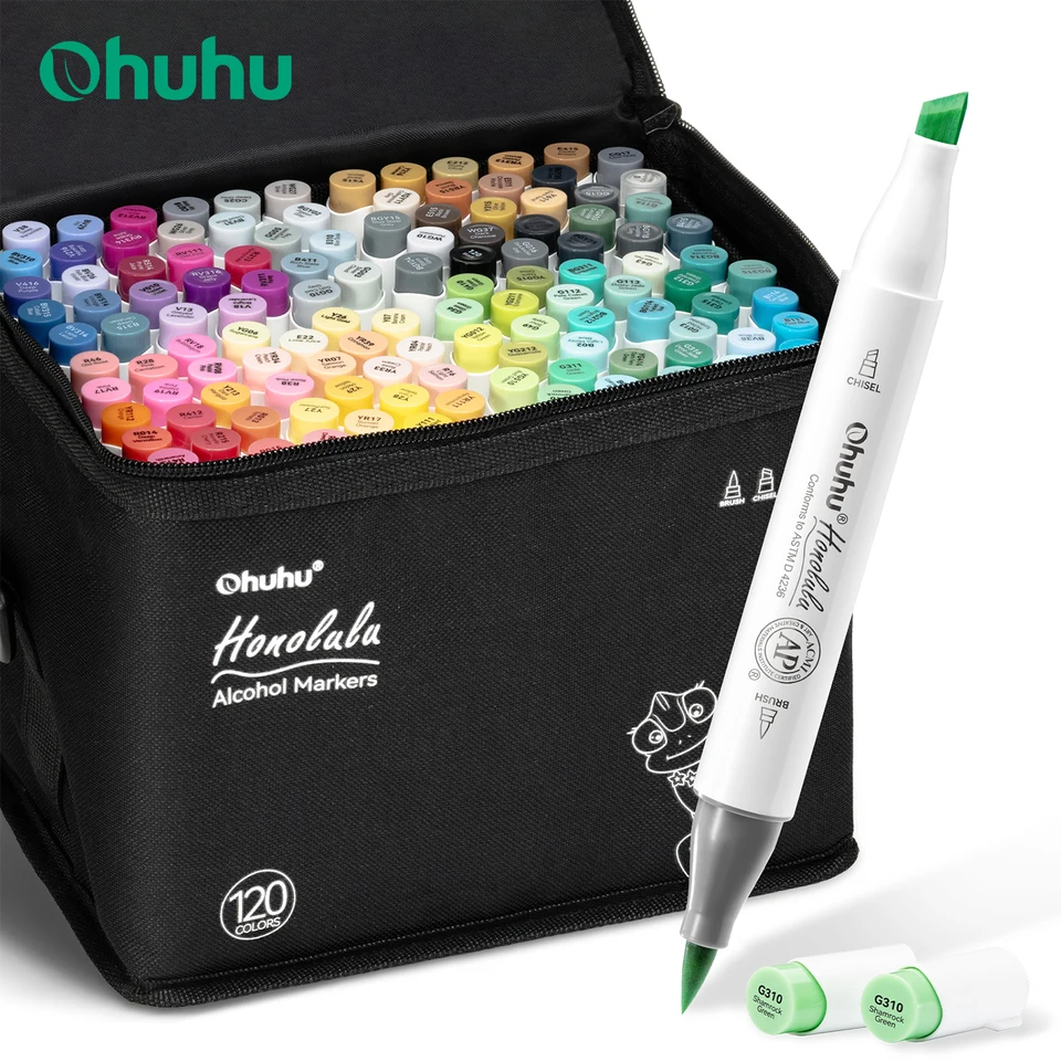 オフーフ　Ohuhu マーカーセット Ohuhu Marker Pen 80 Colors Fine & Brush Dual Tip Pastel w