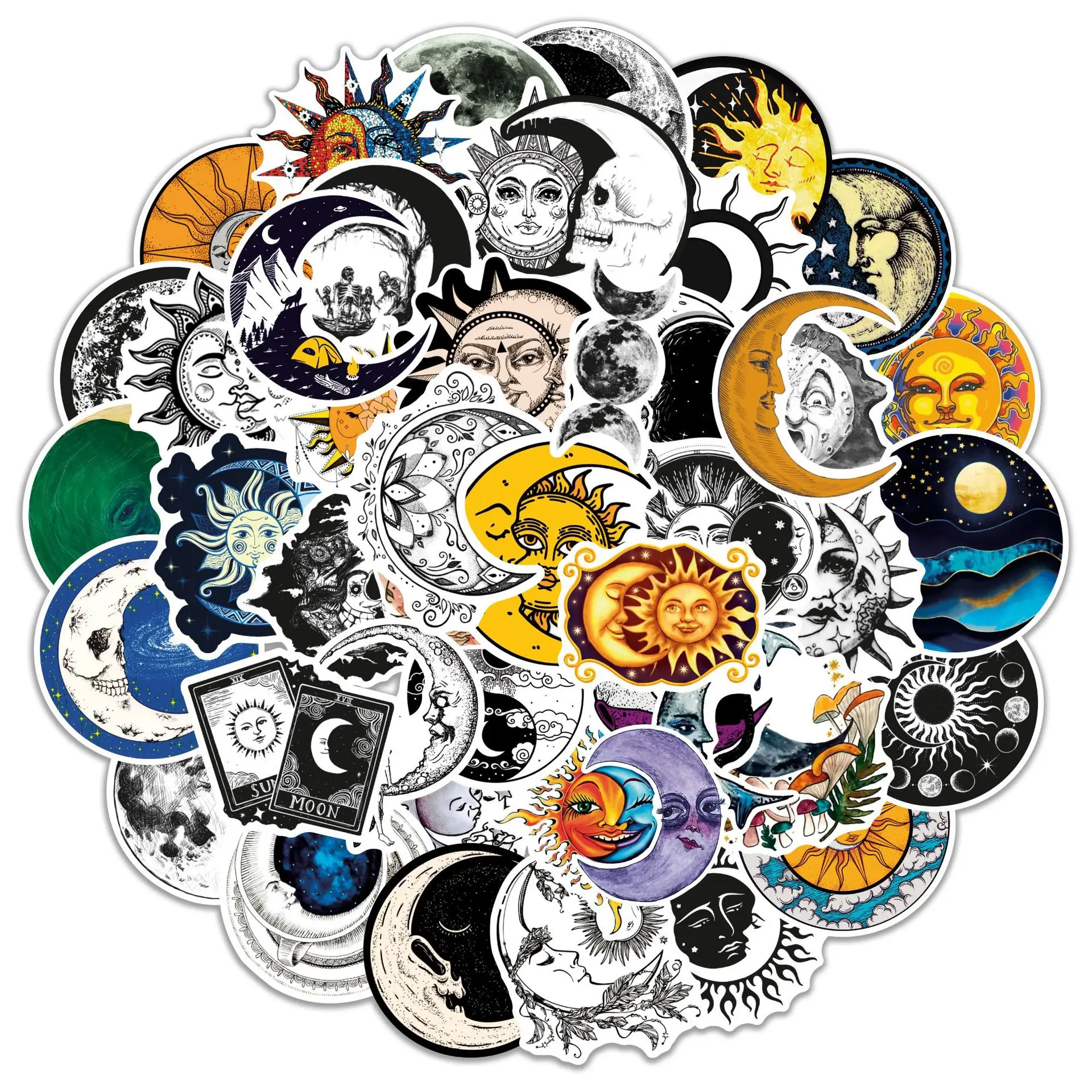 

10/30/50Pcs Retro Gothic Moon Waterproof Graffiti Sticker Aesthetic Decorative Luggage Laptop Cup Phone Guitar Scrapbook Sticker
