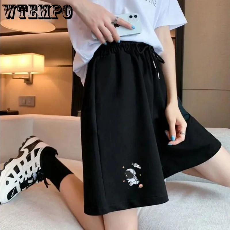 

WTEMPO Summer Sports Shorts Women Cute Print Loose Thin Five-point Pants Girls Wide-leg Casual Shorts Short Pants Drop Shipping