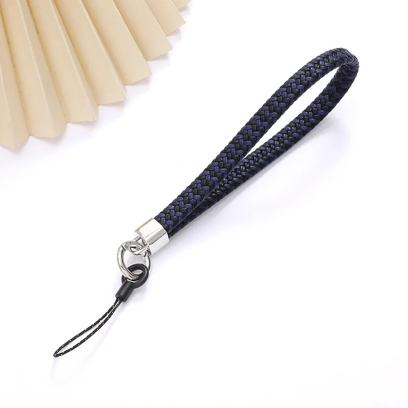 Fashion Handmade Woven Leather Phone Chain Lanyard for Women Gifts Trendy Pearl Bow Beaded Charm Anti Slip Phone Case Rope