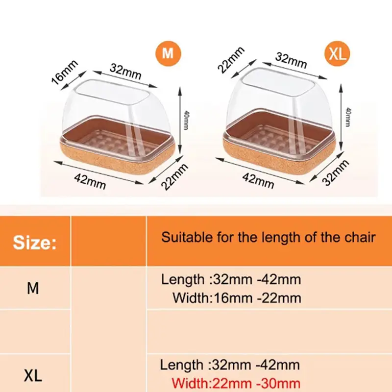 8pcs Rectangular Chair Foot Cover Diagonal Leg Floor Protectors  Silicone Furniture Table Feet Protect for Chair Table No Noise - Image 2