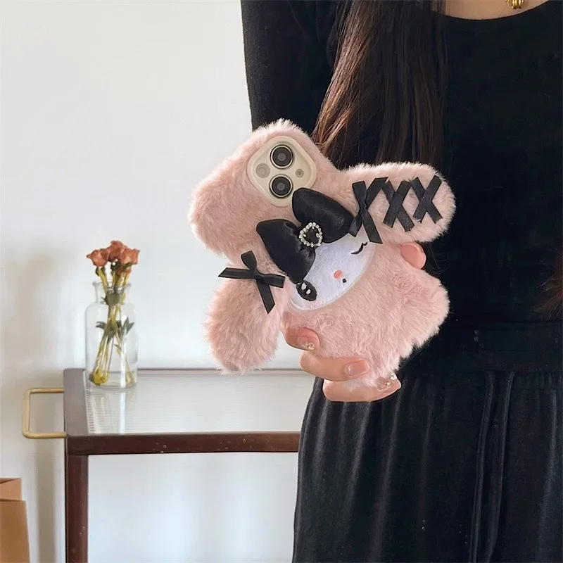 

Iphone15 Promax Sanrio Anime HelloKitty Kawaii Cartoon Phone Case Plush Anti Collision Accessories Young Girl Birthday Gift New