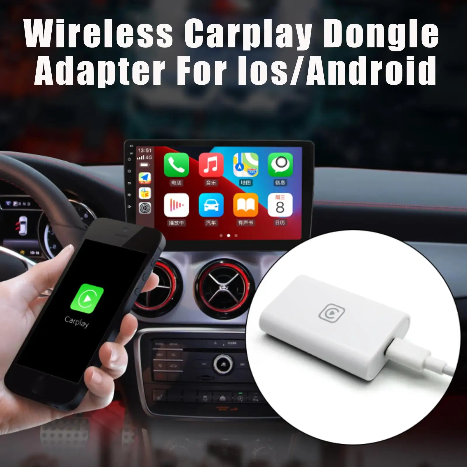 car screen video player New Original Wired To Wireless Carplay Adapter Bluetooth-compatible Car Carplay Usb Dongle Adapter For Car Media Player Y1s4 car media player with bluetooth