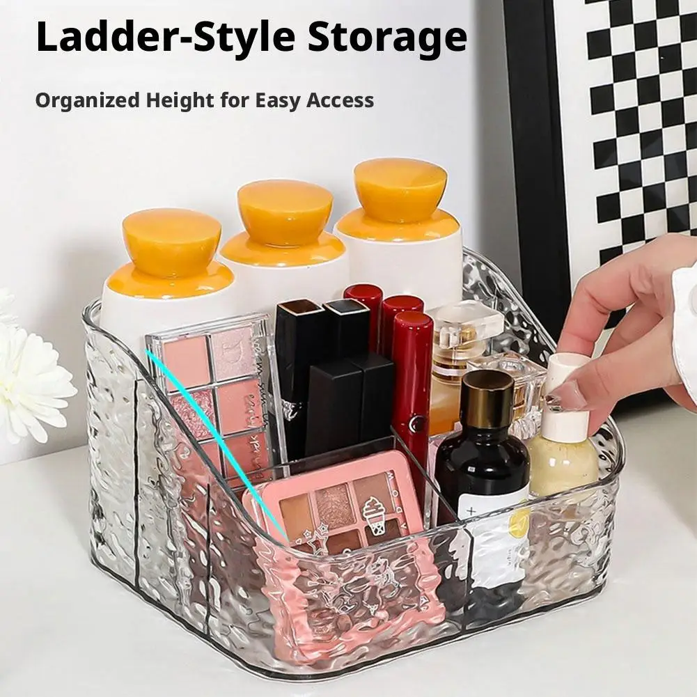 Elegant Acrylic Water Ripple Makeup Organizer - Large Vanity Storage Box for Cosmetics and Skincare Essentials, Clear Display