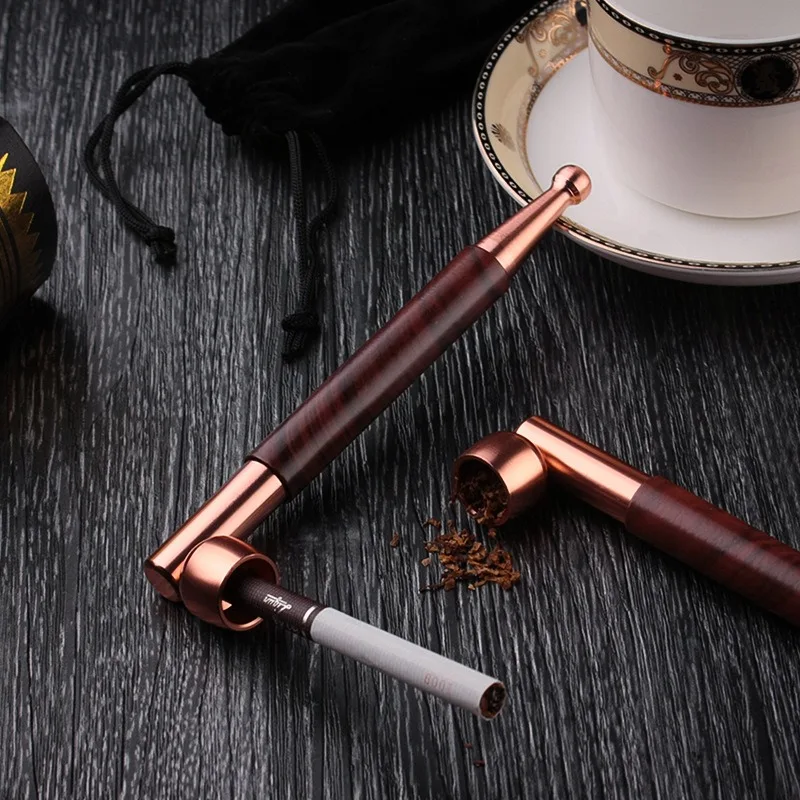 

Cigarette pole old-fashioned copper pipe cut tobacco dual-purpose dry cigarette filter portable dry cigarette pole Gift for Men