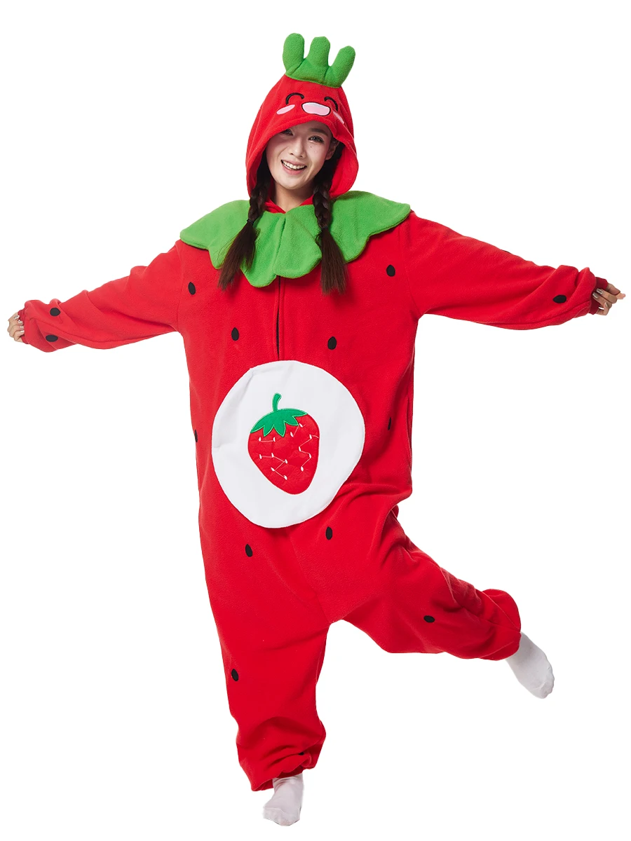 Kigurumi Pajamas Onesies Adult Strawberry For Women Men Animal Cute Cartoon Homewear Halloween Cosplay Party Costume