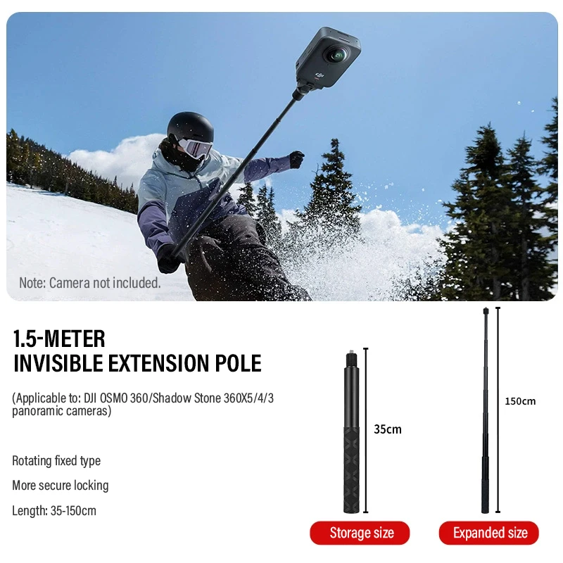 Invisible Selfie Stick with Bullet Time Rotating Handle and Tripod Stand