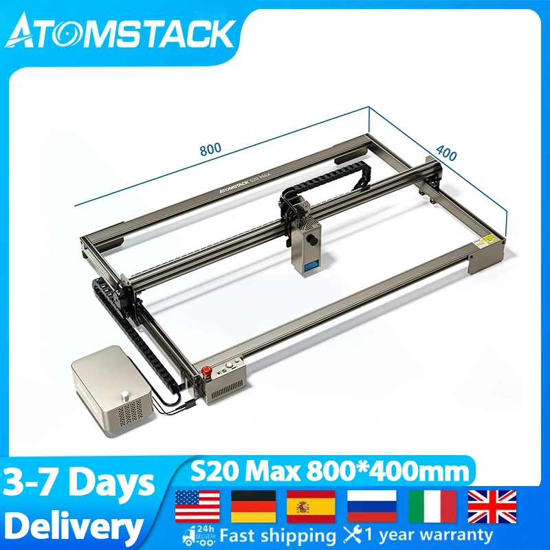 

ATOMSTACK S20 Max Laser Engraver Machine 850*400mm Working Area 20W CNC Desktop Laser Cutting Engraving Machine For Metal/Wood