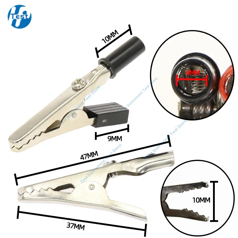 10pcs/lot Insulated Crocodile Clips Plastic Handle Cable Lead Testing Metal Alligator Clips Clamps 52mm Length 15A alligator clips test clip