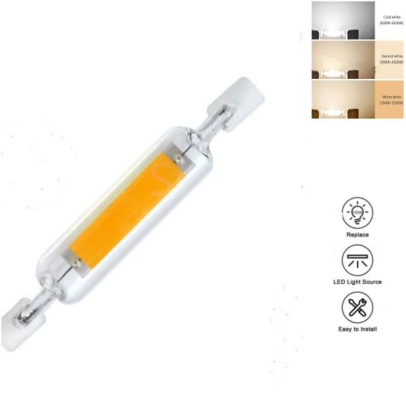 

R7s High Power LED COB Glass Tube 78mm 118mm J78 J118 COB Light Bulb AC110V 120V 130V 220V 230V Home Replace Halogen Lamp