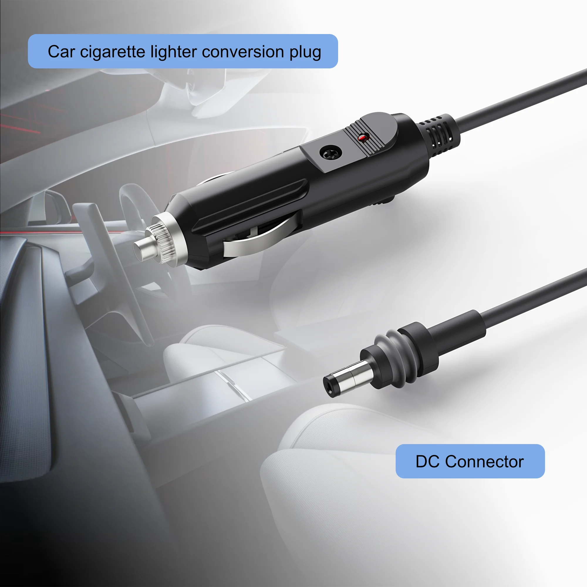 Fabater Cavo di Alimentazione per Auto Mini DC 18AWG, Cavo di Alimentazione CC Mini Starlink, CC 3,3FT/9,8FT 12V-24V, Cavo di Ricambio per Mini, Impermeabile Grigio