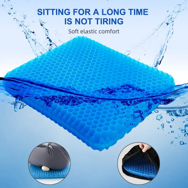 1pc Purple Thickening Gel Seat Cushion Breathable Honeycomb For Cool Down  Pressure Relief Back Tailbone Pain Home Office Car Chair Mat Accessories