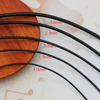 Collier en cuir noir ciré pour hommes et femmes, 3mm, 60cm, 70cm, ras du cou tressé, connecteurs de tubes en acier inoxydable, fermoir 6