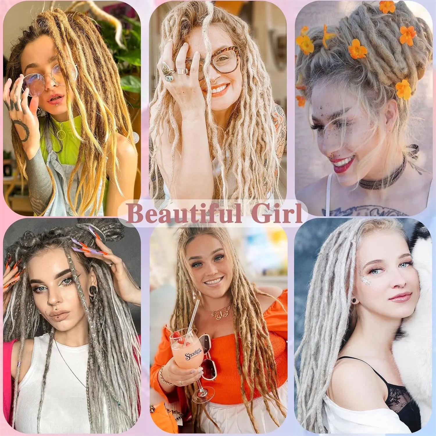 24 Inch Synthetic Dreadlock Hair Extensions, 10Strands/Lot Single