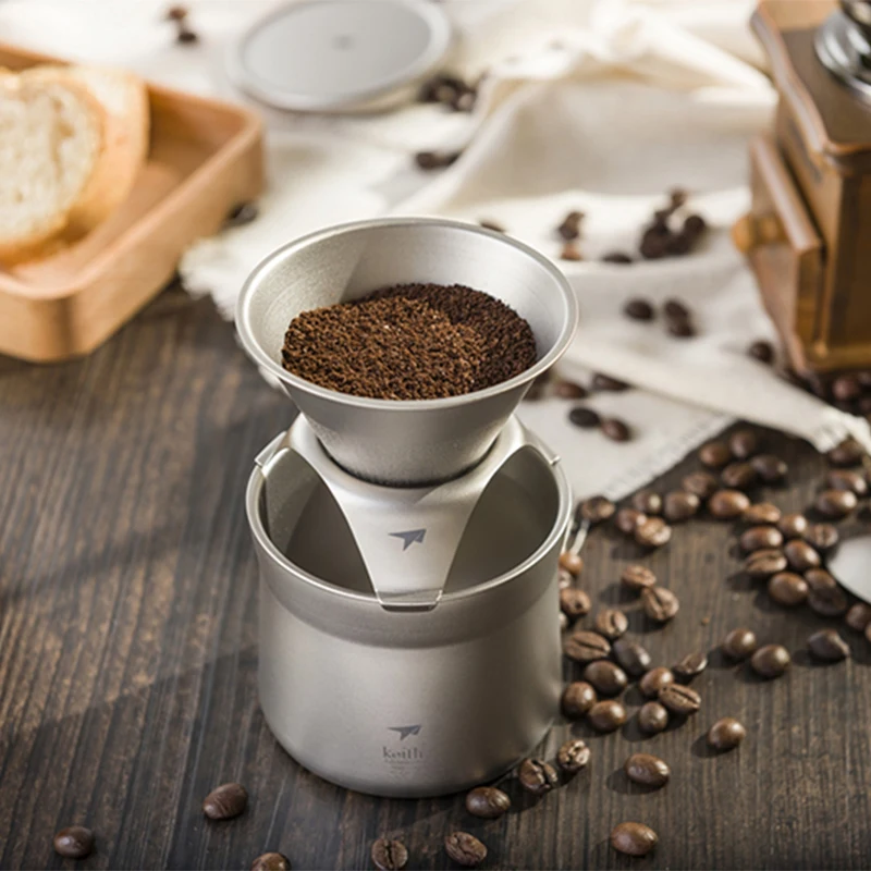 Keith-フィルター付きチタンコーヒーポットセット,屋外旅行用