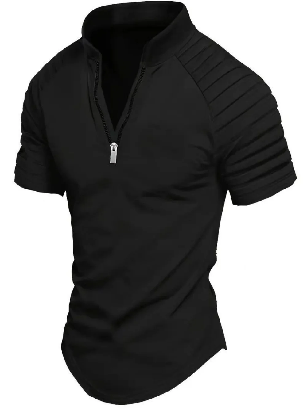 Camicia POLO da uomo Sport primaverili Tinta unita Colletto in piedi Cerniera pieghettata Traspirante Casual Moda estiva Top Manica corta - immagine 5