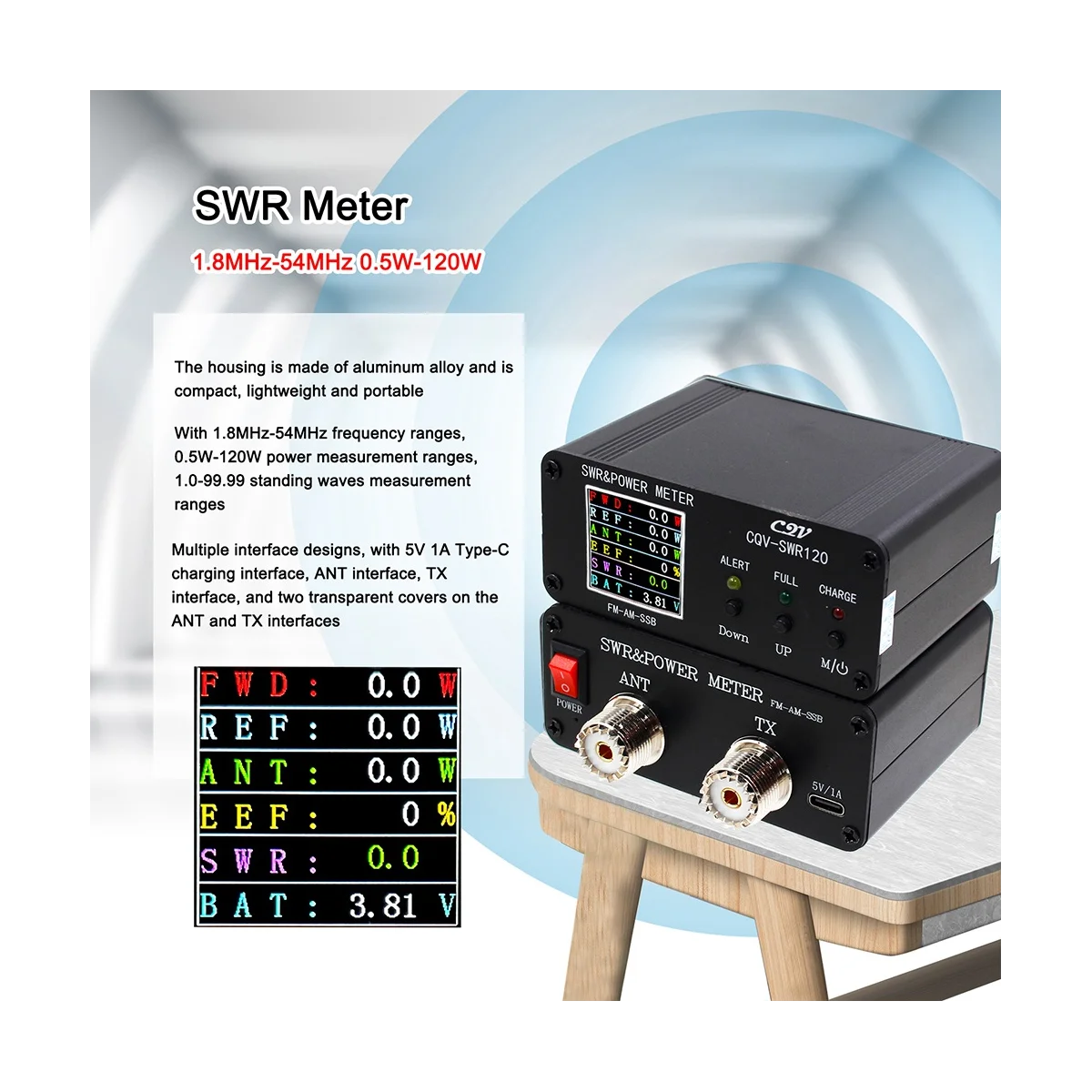 CQV-SWR120 SWR Ŀ ĵ ̺ 跮,  ĵ ̺ ˶ , 240x240 Ǯ ÷ ÷ FM-AM-SSB, 120W