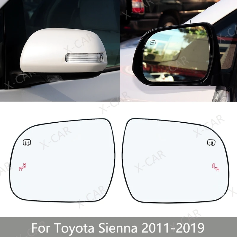 Toyota Sienna 2011 2012 2013 2014 2015 2016 2017 2018 2019 백미러 사이드 미러 유리 렌즈 블라인드 스팟 히팅