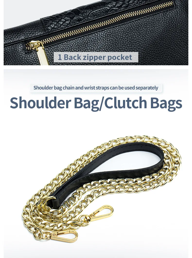 Alligator Muster Damen Echt leder Clutch Tasche Krokodil Rindsleder Handtasche Frauen Luxus Kette Schulter oder Umhängetaschen – Detail 3