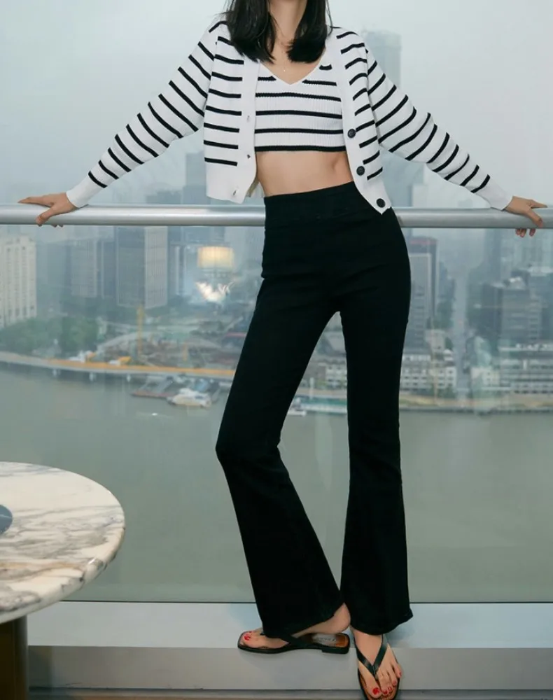 

Women Jeans Autumn/Winter Padded High Waist Stretch Lady Denim Flared Pants Or Female Plus Velvet Pencil Ankle-length Trousers