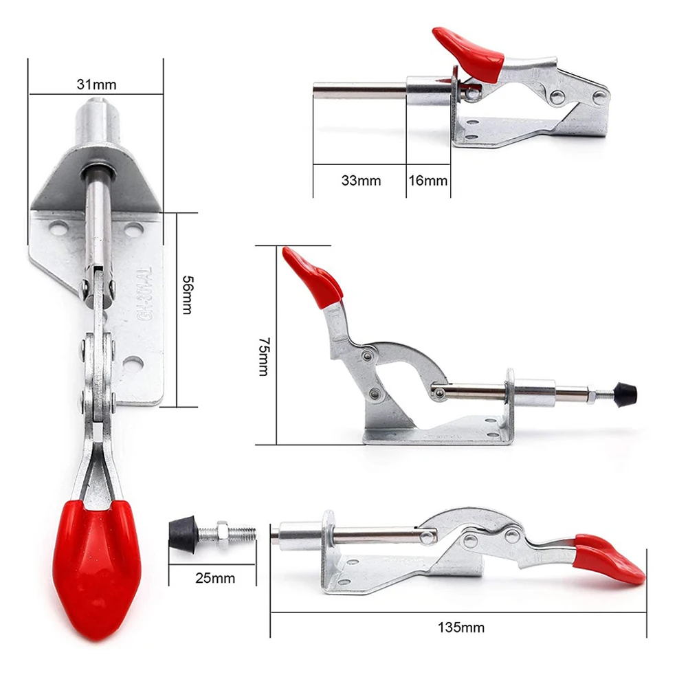 1Pcs GH-301AL Quick Release Toggle Clamp 90KG Clamping Force Push-pull Clamps Woodworking Hand Tool Vertical Type