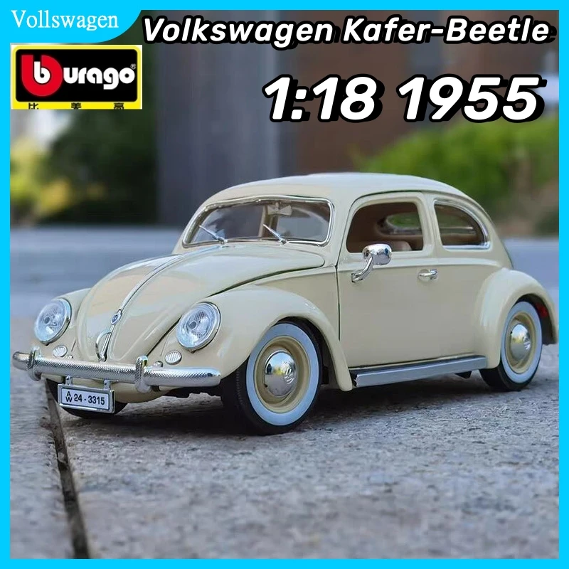 

New Bburago 1:18 Volkswagen Kafer-Beetle 1955 Car Diecast Model Edition Alloy Luxury Vehicle Toys Collection Ornaments Gift