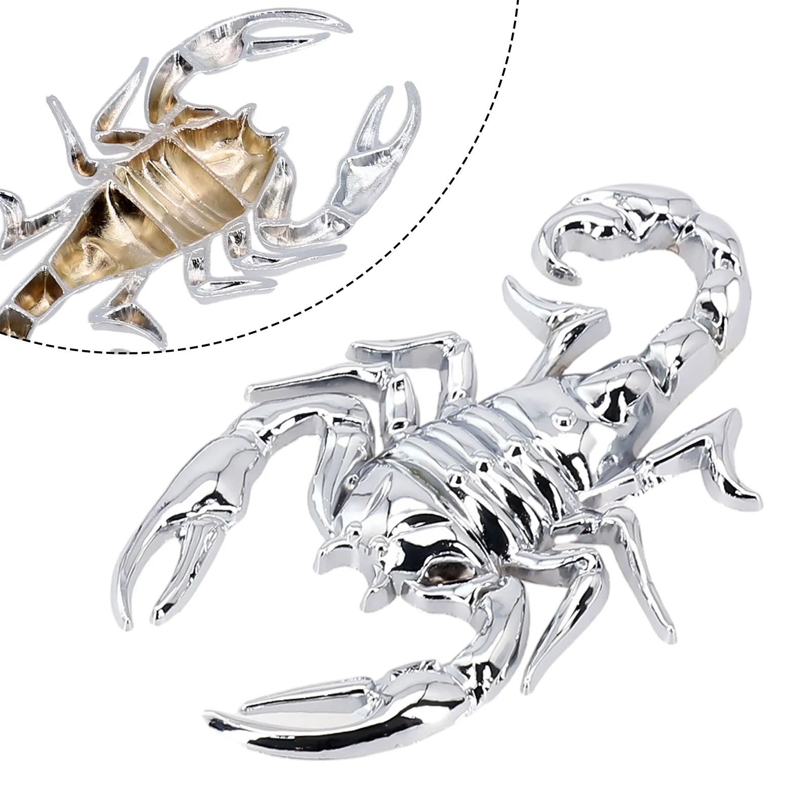 

Car Tail Rear Trunk Glue Scorpion Sticker Silver 3D Metal Car Tail Trunk Body Scorpion Animal Decal Decorative Sticker 9.5x5.5cm