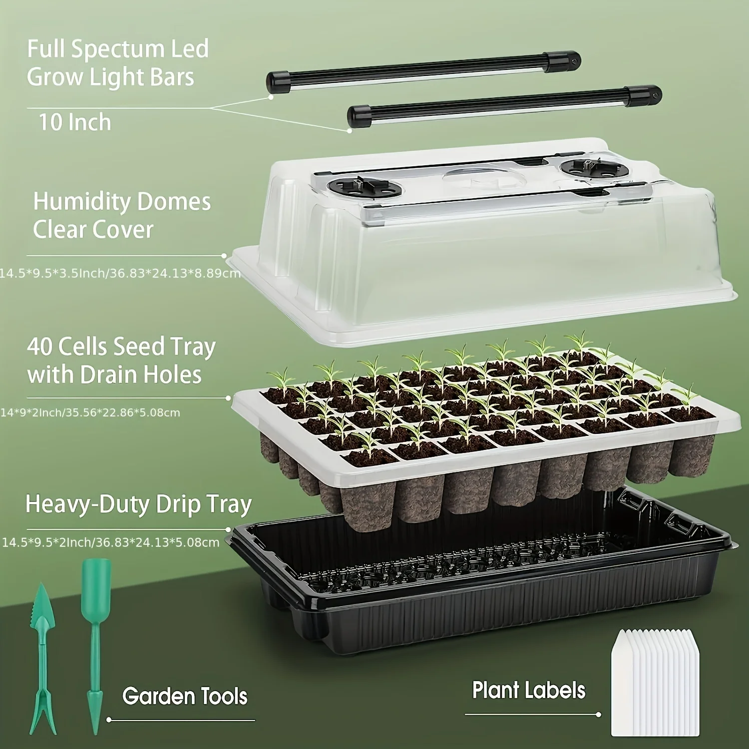 Seed Starter Kit with Grow Lights & Humidity Control - Indoor Plant Germination and Propagation Tray