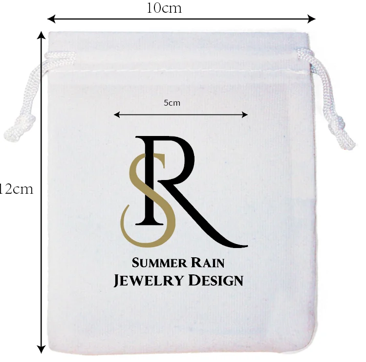 200 Pieces Customised Logo 10x12cm Drawstring White Velvet Bags Hot Printing With (Black+Gold) 2 Colors Logo