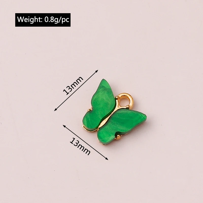 ?   20pcs 13x13mm 귀여운 다채로운 아크릴 나비 매력 펜던트 목걸이 귀걸이 팔찌 DIY 공예 보석 만들기