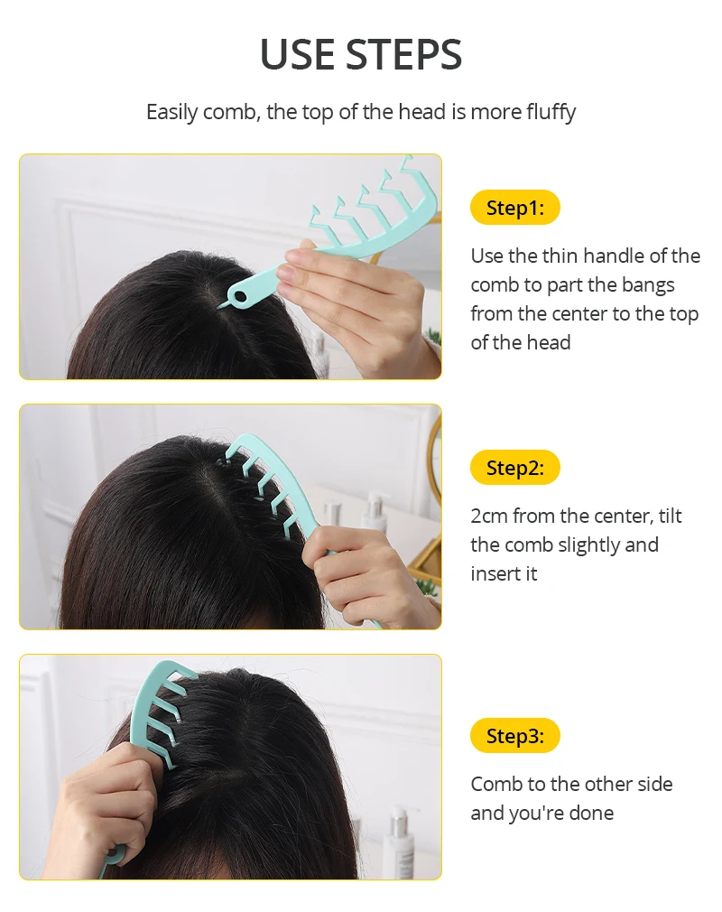 Description Picture 5 of item1~10PCS New Hair Fluffy Comb Hair Style Comb Instant Hair Volumizer Curly Fluffy Hair Styling Comb Hair Slit Cover Z Shape
