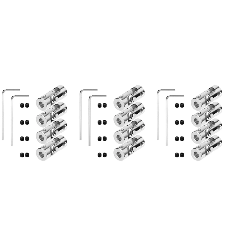 

12 Packs 4Mm To 4Mm Steel Universal Joint Cardan Coupling Connector, Rotatable Model DIY Motor Shaft Fitting Accessory