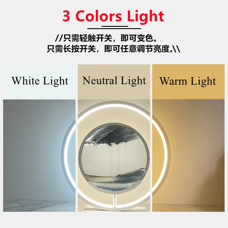 Led Moving Sand Lamp Quicksand Art Frame Flowing Sand Painting Atmosphere Lamp Home Decoration