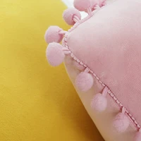 Cushion Pillowslip Soft Velvet Decorative Cushion with Ball Home Decor for Sofa Set Bedroom Pillowcase Blue Pink Pillow 6