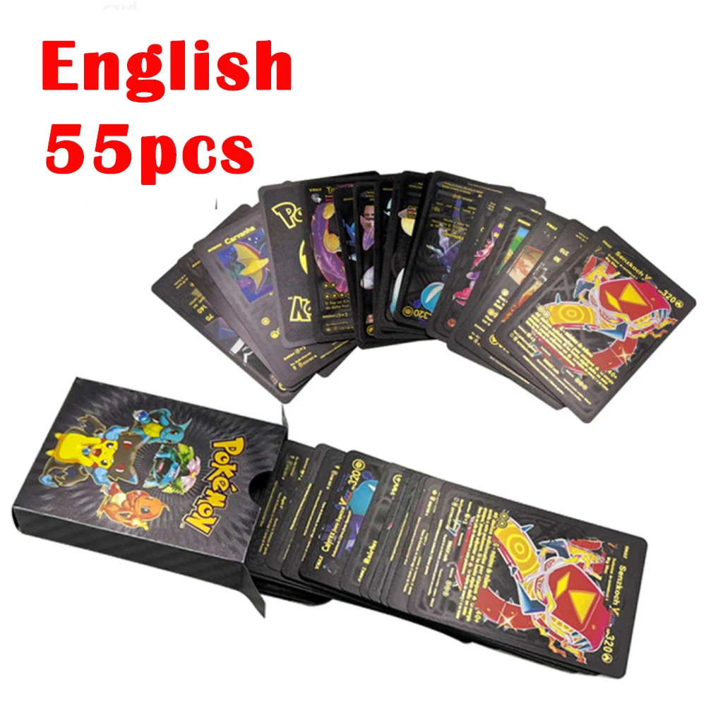 Pokemon Cards Metal Gold Sliver English French Vmax GX Energy Card Charizard Pikachu Rare Collection Battle Trainer Boys Gift