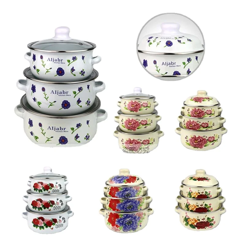 

Набор эмалированных суповых и стандартных кастрюль, 3 шт. кастрюля для дождя/эмалированная кастрюля для лапши/фотография