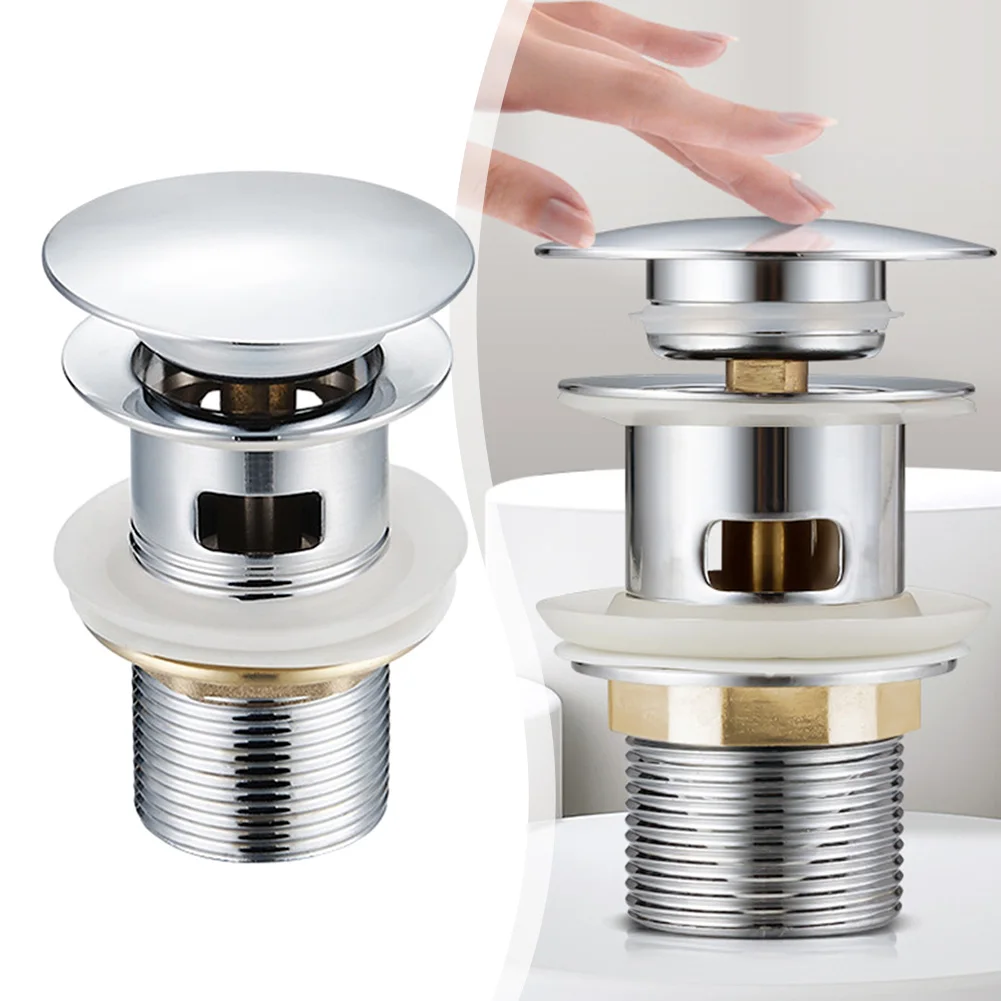 

Basin Waste Water Bounce Drain Copper Large Displacement Bathroom Bouncing Press Basin Drain Sink Eject Button For Bathroom