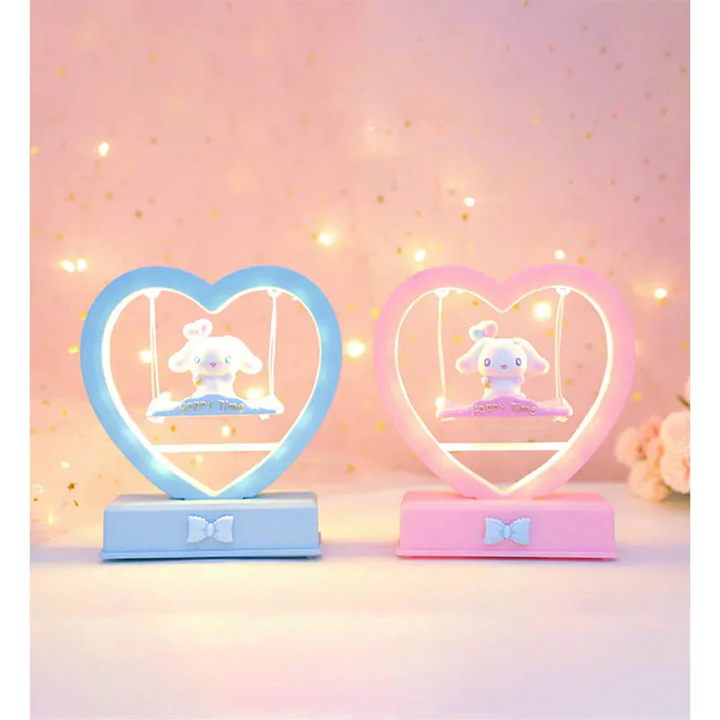 

Sanrio Kuromi Cinnamoroll Music Box The Swing Night Light Creativity Shine Bedroom Decorate Desktop Ornaments Girlfriend Gift