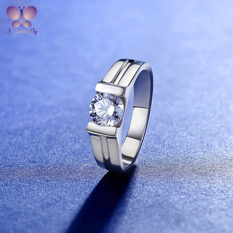 

A Butterfly D Color 1.0ct Moissanite And SONA Diamonds 100% Sterling Silver Men's Wedding Engagement Rings Fine Jewelry