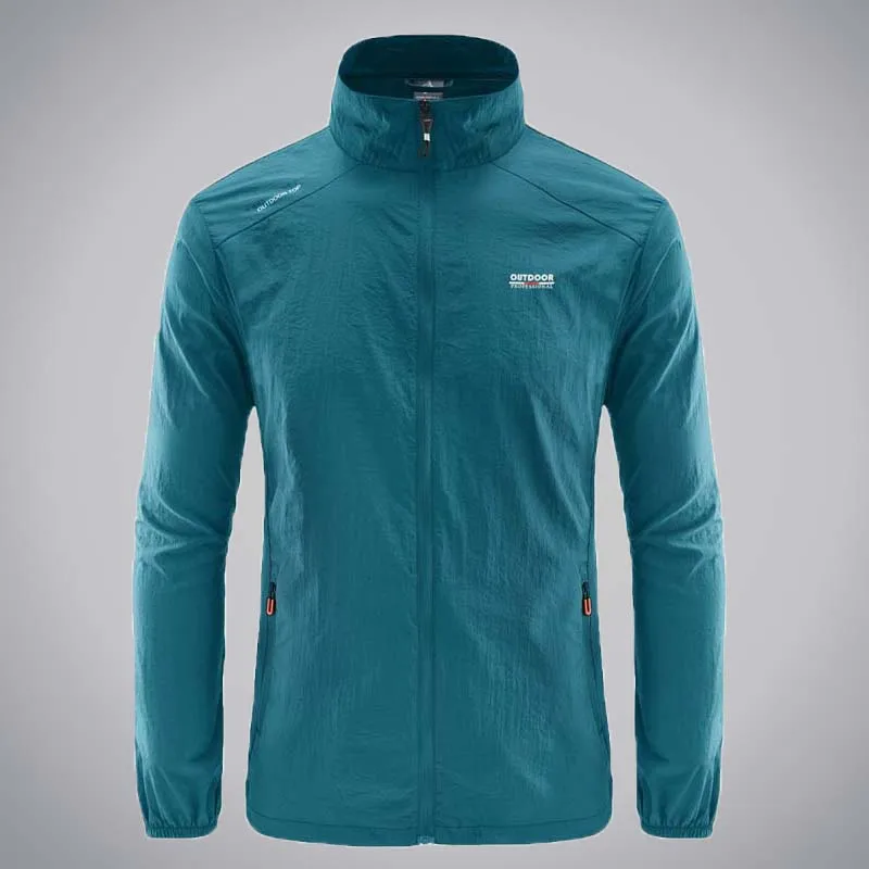 

Summer Standing Collar Sun Protection Clothing for Men's Thin Breathable Outdoor Sports Coat Sunscreen Clothes Jacket for Men