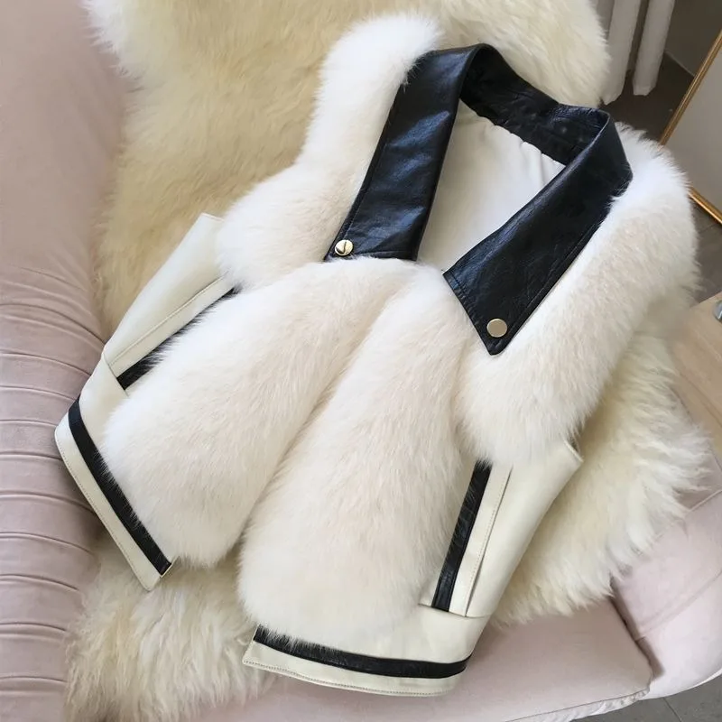 Autumn Winter New Imitation Fox Fur Fur Vest Women Short Waistcoat Young Fashion Slim Fit Outwear Fashion Casual Warm Jacket