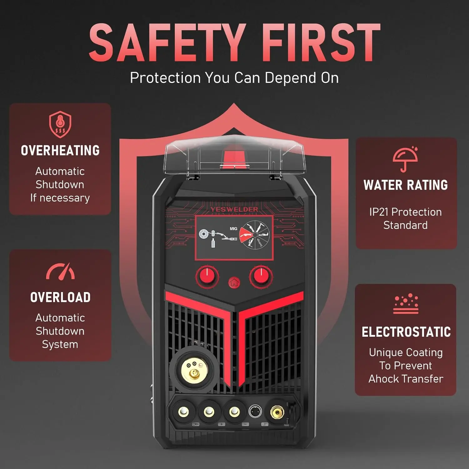 Plasma Cutter Welder Combo Gas MIG/Gasless MIG/Lift TIG/Stick/CUT 5 in 1 Welding Machine FIRSTESS MP200 Multi Process 4