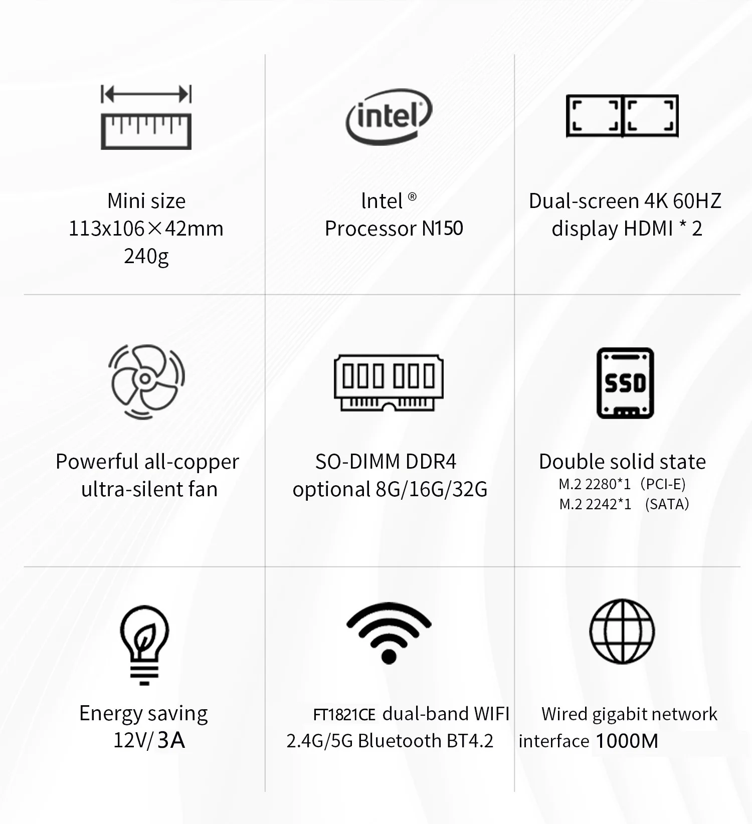 SZBOX ZX03 PRO Intel twin Lake N150 Mini PC Windows 11 DDR4 8GB 256GB 16GB 512GB WiFi5 BT4.2 Desktop PC Gamer 2